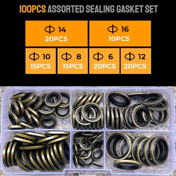 Planet Gates 100/245pcs High Pressure Hydraulic Rubber Oil Pipe Seal Gasket NBR Metal Seal Ring Assortment Kits Oil Pipe Seal Ring Rubber Gasket