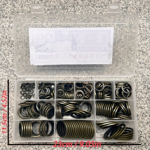 Planet Gates 100/245pcs High Pressure Hydraulic Rubber Oil Pipe Seal Gasket NBR Metal Seal Ring Assortment Kits Oil Pipe Seal Ring Rubber Gasket