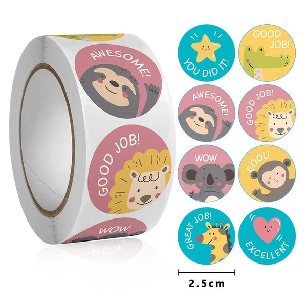 Planet Gates 100-500Pcs Cute Cartoon Animals Reward Stickers for Kids School Teacher Supplies Kids Classic Toy Gift Sealing Decor Stationery