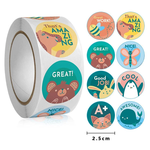 Planet Gates 100-500Pcs Cute Cartoon Animals Reward Stickers for Kids School Teacher Supplies Kids Classic Toy Gift Sealing Decor Stationery
