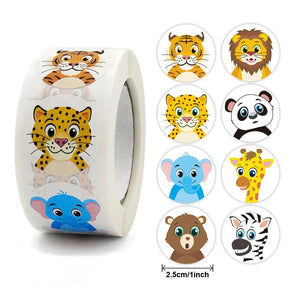 Planet Gates 100-500pcs Round Cartoon Toys Animal stickers for kids Teacher Reward Encourage Sticker Office Stationery for children 1inch