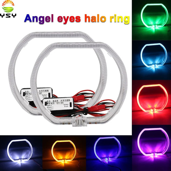 Planet Gates 100/76MM LED Angel Eyes Square Guide Halo Ring Daytime Running Lights With Driver For Bi Xenon Headlight Lenses DRL Accessories