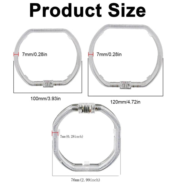 Planet Gates 100/76MM LED Angel Eyes Square Guide Halo Ring Daytime Running Lights With Driver For Bi Xenon Headlight Lenses DRL Accessories