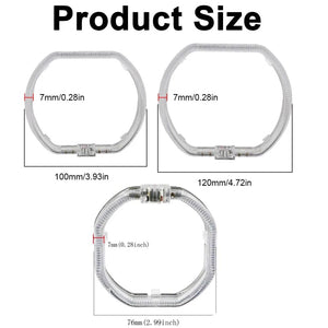 Planet Gates 100/76MM LED Angel Eyes Square Guide Halo Ring Daytime Running Lights With Driver For Bi Xenon Headlight Lenses DRL Accessories