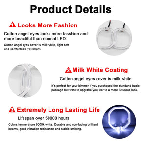 Planet Gates 100/76MM LED Angel Eyes Square Guide Halo Ring Daytime Running Lights With Driver For Bi Xenon Headlight Lenses DRL Accessories