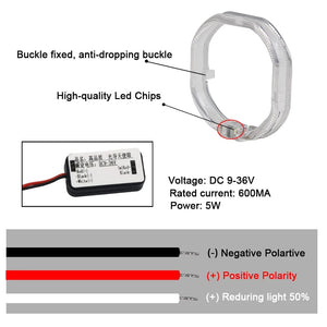 Planet Gates 100/76MM LED Angel Eyes Square Guide Halo Ring Daytime Running Lights With Driver For Bi Xenon Headlight Lenses DRL Accessories