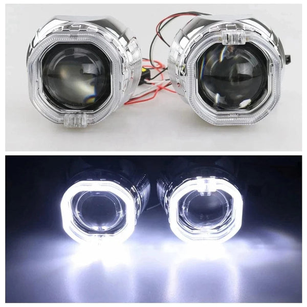 Planet Gates 100/76MM LED Angel Eyes Square Guide Halo Ring Daytime Running Lights With Driver For Bi Xenon Headlight Lenses DRL Accessories