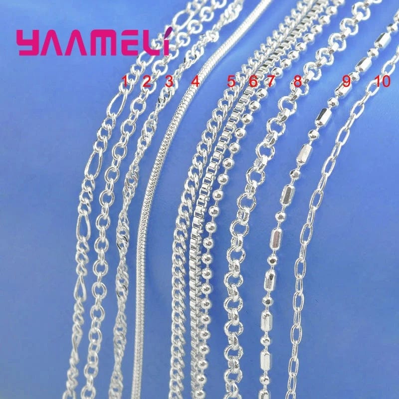 Planet Gates Model 4 / 16 Inch (40CM) 100% Authentic Genuine 925 Sterling Silver Link Chain Necklace with Lobster Clasps fit Men Women Pendant 10 Designs 16-30 Inches