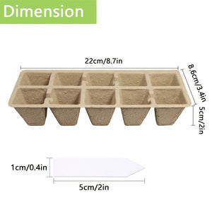 Planet Gates 100 Cells 100 Cells Seedling Pots Start Trays With 50 Labels,10 Pcs Peat Pots Seedling Pots Biodegradable,Seedling Starter Kit, Germination Plant Starter Trays