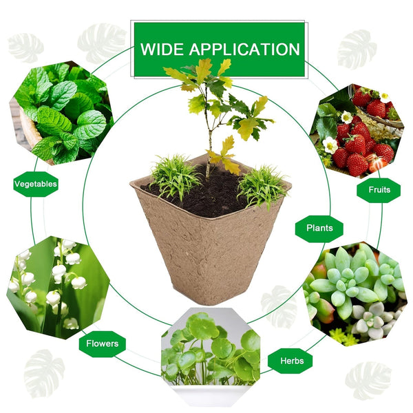 Planet Gates 100 Cells 100 Cells Seedling Pots Start Trays With 50 Labels,10 Pcs Peat Pots Seedling Pots Biodegradable,Seedling Starter Kit, Germination Plant Starter Trays
