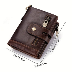 Planet Gates 100% Genuine Leather RFID Men Cowhide Wallets Coin Purse Small Mini Card Holder Chain PORTFOLIO Portomonee Male Wallet Pocket