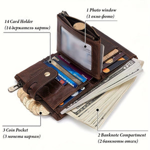 Planet Gates 100% Genuine Leather RFID Men Cowhide Wallets Coin Purse Small Mini Card Holder Chain PORTFOLIO Portomonee Male Wallet Pocket