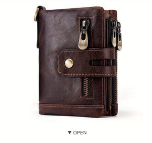 Planet Gates 100% Genuine Leather RFID Men Cowhide Wallets Coin Purse Small Mini Card Holder Chain PORTFOLIO Portomonee Male Wallet Pocket