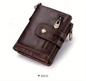 Planet Gates 100% Genuine Leather RFID Men Cowhide Wallets Coin Purse Small Mini Card Holder Chain PORTFOLIO Portomonee Male Wallet Pocket