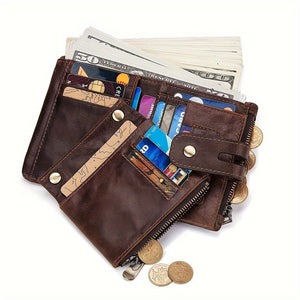 Planet Gates 100% Genuine Leather RFID Men Cowhide Wallets Coin Purse Small Mini Card Holder Chain PORTFOLIO Portomonee Male Wallet Pocket