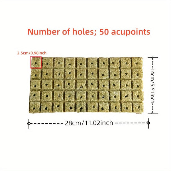 Planet Gates 100 Holes=50*2 100pcs, Square Soilless Culture Rock Wool Cube, Rock Wool Propagation Sub-free Propagation, Rock Wool Cube Agriculture, Soilless Culture, Hydroponics