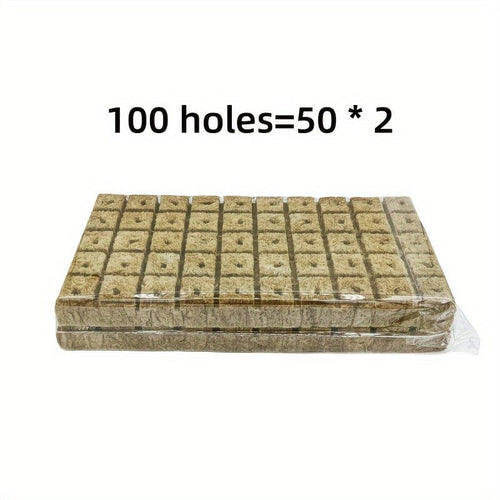 Planet Gates 100 Holes=50*2 100pcs, Square Soilless Culture Rock Wool Cube, Rock Wool Propagation Sub-free Propagation, Rock Wool Cube Agriculture, Soilless Culture, Hydroponics