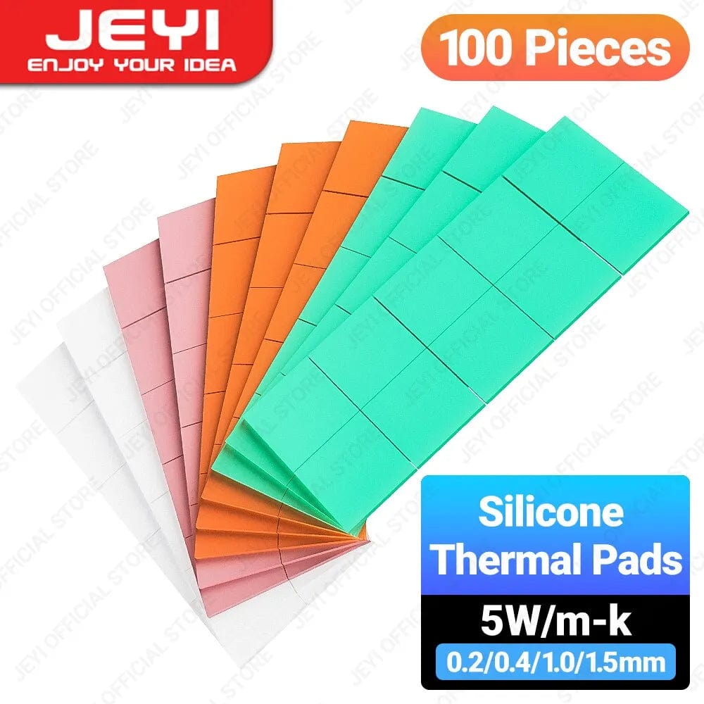 Planet Gates 100-Pack JEYI 100-Pack Thermal Conductive Silicone Pads, M.2 SSD NVMe NGFF Thermal Pad for PC Laptop Heatsink/GPU/CPU/LED Graphics Card
