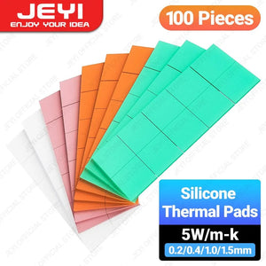 Planet Gates 100-Pack JEYI 100-Pack Thermal Conductive Silicone Pads, M.2 SSD NVMe NGFF Thermal Pad for PC Laptop Heatsink/GPU/CPU/LED Graphics Card