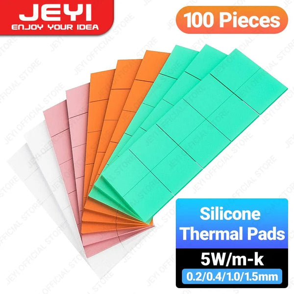 Planet Gates 100-Pack JEYI 100-Pack Thermal Conductive Silicone Pads, M.2 SSD NVMe NGFF Thermal Pad for PC Laptop Heatsink/GPU/CPU/LED Graphics Card