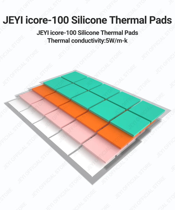 Planet Gates 100-Pack JEYI 100-Pack Thermal Conductive Silicone Pads, M.2 SSD NVMe NGFF Thermal Pad for PC Laptop Heatsink/GPU/CPU/LED Graphics Card