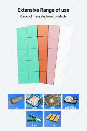 Planet Gates 100-Pack JEYI 100-Pack Thermal Conductive Silicone Pads, M.2 SSD NVMe NGFF Thermal Pad for PC Laptop Heatsink/GPU/CPU/LED Graphics Card