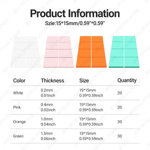 Planet Gates 100-Pack JEYI 100-Pack Thermal Conductive Silicone Pads, M.2 SSD NVMe NGFF Thermal Pad for PC Laptop Heatsink/GPU/CPU/LED Graphics Card