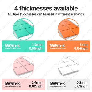 Planet Gates 100-Pack JEYI 100-Pack Thermal Conductive Silicone Pads, M.2 SSD NVMe NGFF Thermal Pad for PC Laptop Heatsink/GPU/CPU/LED Graphics Card