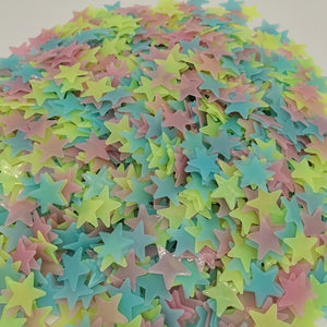 Planet Gates 100 pcs Glossy Glitter Luminous Star Wall Stickers for Bedroom, Living Room, and Kids - Self-Adhesive Space Decor for Teen Girls