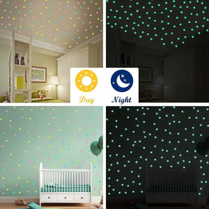 Planet Gates 100 pcs Glossy Glitter Luminous Star Wall Stickers for Bedroom, Living Room, and Kids - Self-Adhesive Space Decor for Teen Girls
