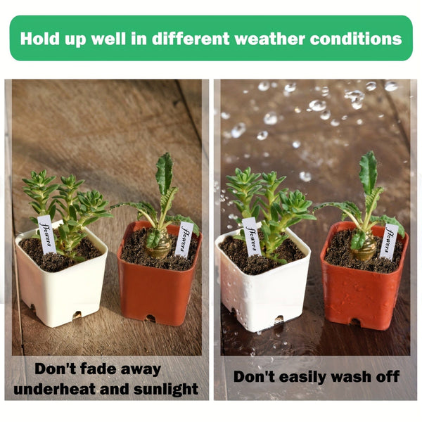 Planet Gates 100 Sheets Of White 100 White Plastic Waterproof Plant Labels: Perfect for Nursery Stakes & Pot Markers!