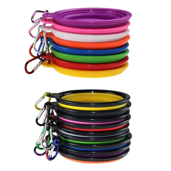 Planet Gates 1000/350ml Solid Color Foldable Dog Bowl Food Container Collapsible Dog Bowl Water Dish Feeder Portable Water Bowl for Pet Cats