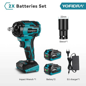 Planet Gates 1000N.M Torque Brushless Electric Impact Wrench 1/2 inch Lithium-Ion Battery Cordless Wrench Power Tools For Makita 18V Battery