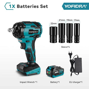 Planet Gates 1000N.M Torque Brushless Electric Impact Wrench 1/2 inch Lithium-Ion Battery Cordless Wrench Power Tools For Makita 18V Battery
