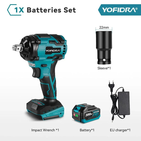 Planet Gates 1000N.M Torque Brushless Electric Impact Wrench 1/2 inch Lithium-Ion Battery Cordless Wrench Power Tools For Makita 18V Battery