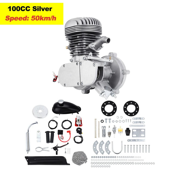 Planet Gates 100cc Silver / CZECH REPUBLIC Samger 50/80/100CC Bicycle Gasoline Engine Kit 2 Stroke Pocket Bike Engine For DIY Electric Bicycle Complete Engine from RU/EU