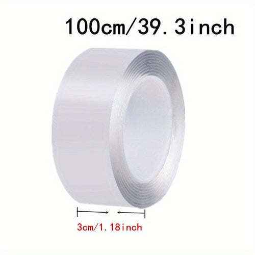 Planet Gates 100CM/39.3inch 1 roll, Multipurpose Heavy Duty Mounting Tape - Removable Adhesive Acrylic Tape for Paste Items - Reusable Transparent Tape for Household Use - 1/2/3/5M Rolls