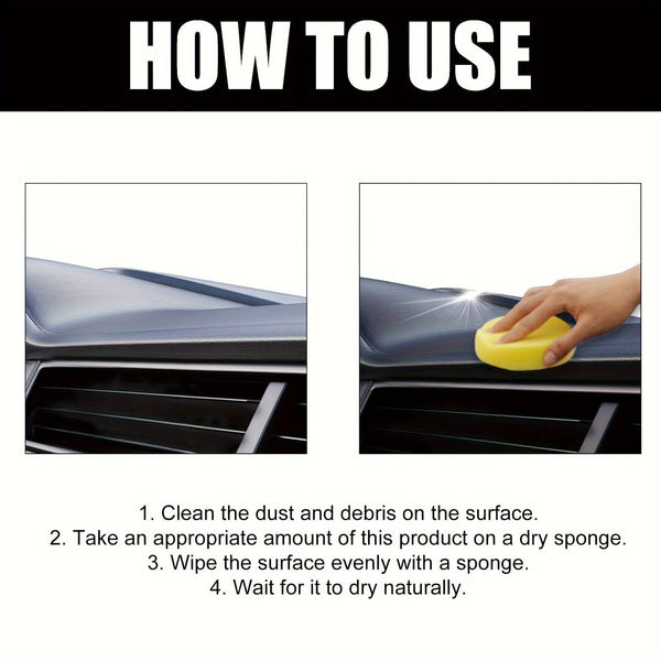 Planet Gates 100g + cleaning sponge 1pc Car Interior Renovation Coating Cream, Interior Dashboard Seat Cleaning, Dust-proof Maintenance, Polishing Coating Cream, 100g + 1pc Cleaning Sponge