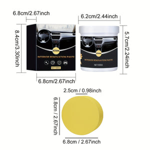 Planet Gates 100g + cleaning sponge 1pc Car Interior Renovation Coating Cream, Interior Dashboard Seat Cleaning, Dust-proof Maintenance, Polishing Coating Cream, 100g + 1pc Cleaning Sponge