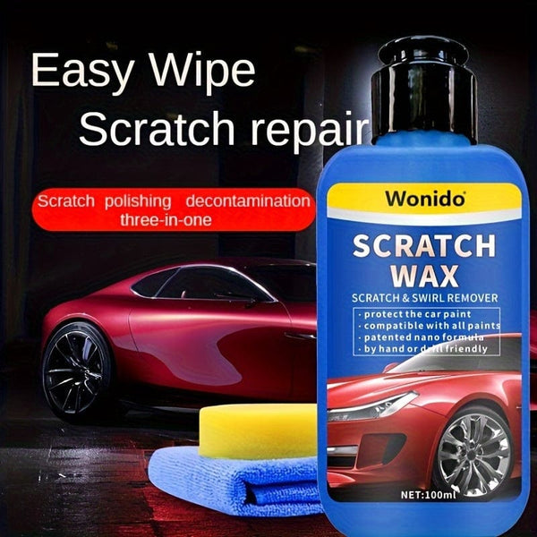 Planet Gates 100ml Scratch wax+towel+sponge 100ml Car Scratch Remover Car Paint Repair Artifact Paint Beauty Maintenance And Nursing