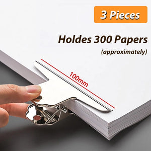 Planet Gates 100mm 3pcs Stainless Steel Multi-functional Metal Clamp Paper Clips Strong Binder School Office Household Stationery Supplies