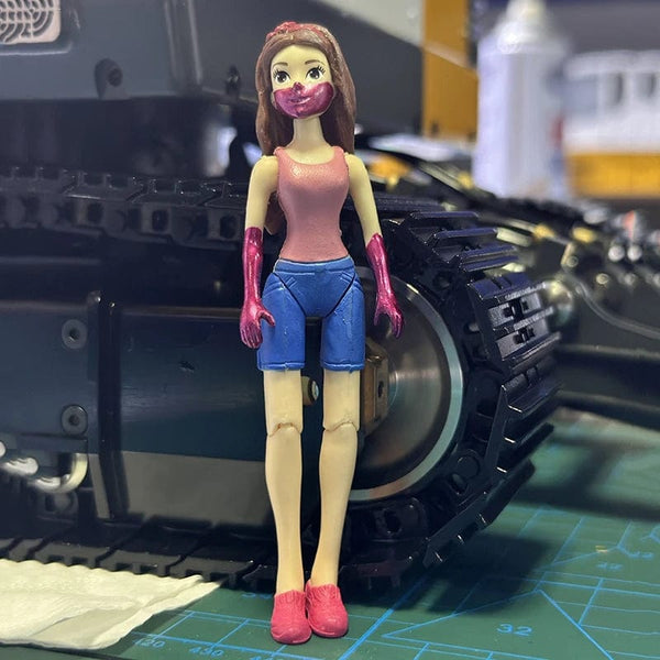 Planet Gates 100MM Worker Soldier Courier Model 3.94 Inch Detachable Turnable Cab Doll for 1/146 RC Excavator Cab 1/18 Trailer Cab Model Toys