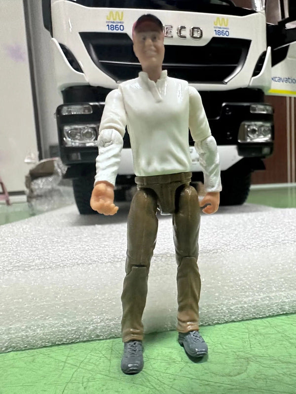 Planet Gates 100MM Worker Soldier Courier Model 3.94 Inch Detachable Turnable Cab Doll for 1/146 RC Excavator Cab 1/18 Trailer Cab Model Toys
