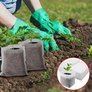Planet Gates 100pcs 100pcs Biodegradable Seed Nursery Bags, Non-Woven Plants Grow Bags, Fabric Seedling Pots Plants Pouch, Home Garden Supply, Seedling Plant Nursery Bags For Soil Transplant Pouches Agricultural Production Supply 8.0x10.01cm