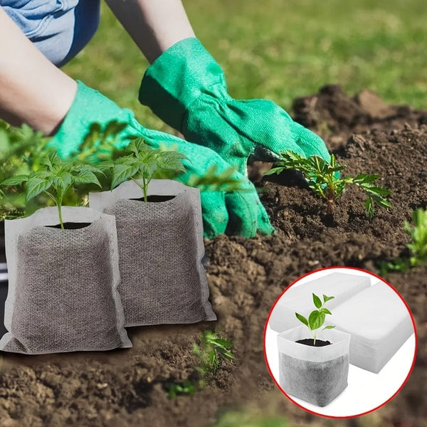 Planet Gates 100pcs 100pcs Biodegradable Seed Nursery Bags, Non-Woven Plants Grow Bags, Fabric Seedling Pots Plants Pouch, Home Garden Supply, Seedling Plant Nursery Bags For Soil Transplant Pouches Agricultural Production Supply 8.0x10.01cm