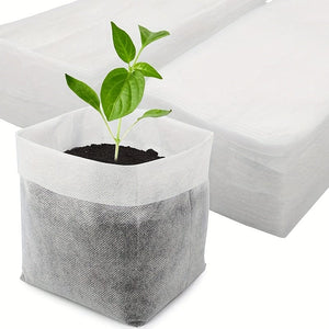 Planet Gates 100pcs 100pcs Biodegradable Seed Nursery Bags, Non-Woven Plants Grow Bags, Fabric Seedling Pots Plants Pouch, Home Garden Supply, Seedling Plant Nursery Bags For Soil Transplant Pouches Agricultural Production Supply 8.0x10.01cm