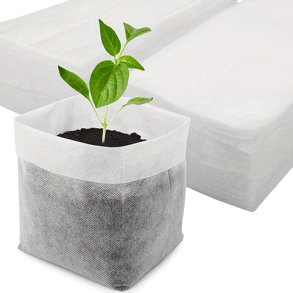Planet Gates 100pcs 100pcs Biodegradable Seed Nursery Bags, Non-Woven Plants Grow Bags, Fabric Seedling Pots Plants Pouch, Home Garden Supply, Seedling Plant Nursery Bags For Soil Transplant Pouches Agricultural Production Supply 8.0x10.01cm