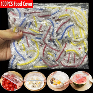 Planet Gates 100pcs 100pcs Reusable Elastic Food Bowl Protective Covers, Stretchable Food Cover, Suitable For Different Sizes 5.08-24.13cm Bowls And Plates, Kitchen Supplies, Food Preserving Bags