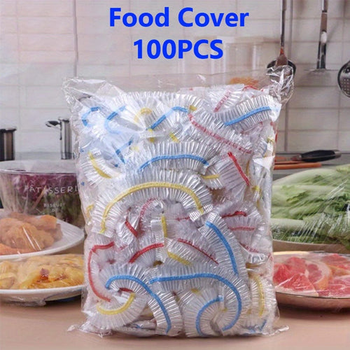 Planet Gates 100pcs 100pcs Reusable Elastic Food Bowl Protective Covers, Stretchable Food Cover, Suitable For Different Sizes 5.08-24.13cm Bowls And Plates, Kitchen Supplies, Food Preserving Bags