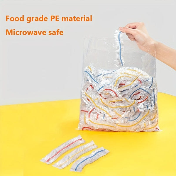 Planet Gates 100pcs 100pcs Reusable Elastic Food Bowl Protective Covers, Stretchable Food Cover, Suitable For Different Sizes 5.08-24.13cm Bowls And Plates, Kitchen Supplies, Food Preserving Bags